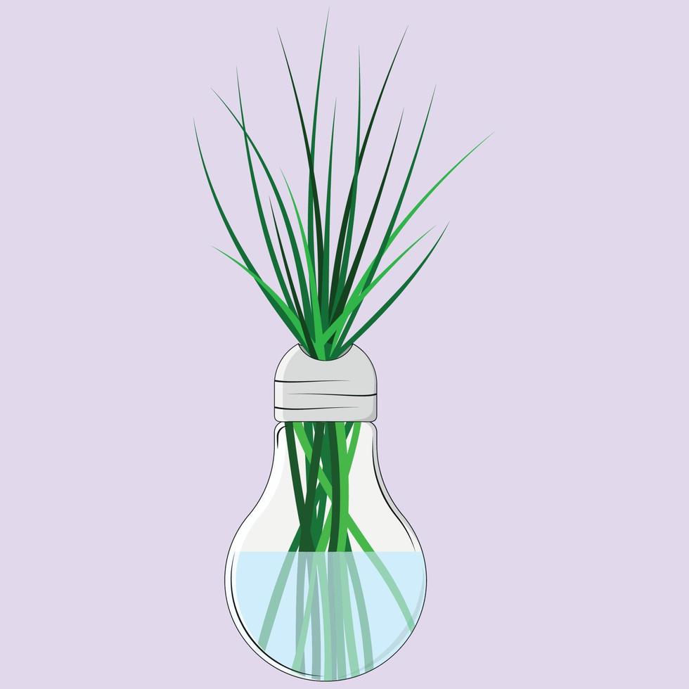 stengels groen gras in een lampvormige vaas vector