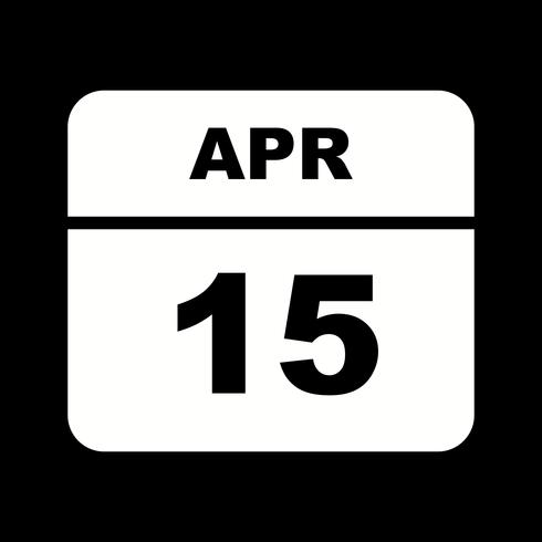 15 april Datum op een eendaagse kalender vector