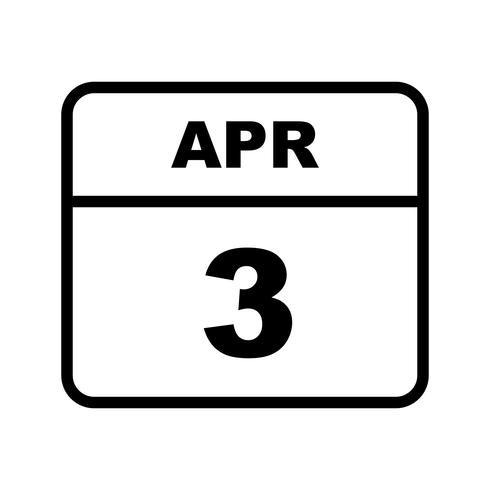 3 april Datum op een dagkalender vector