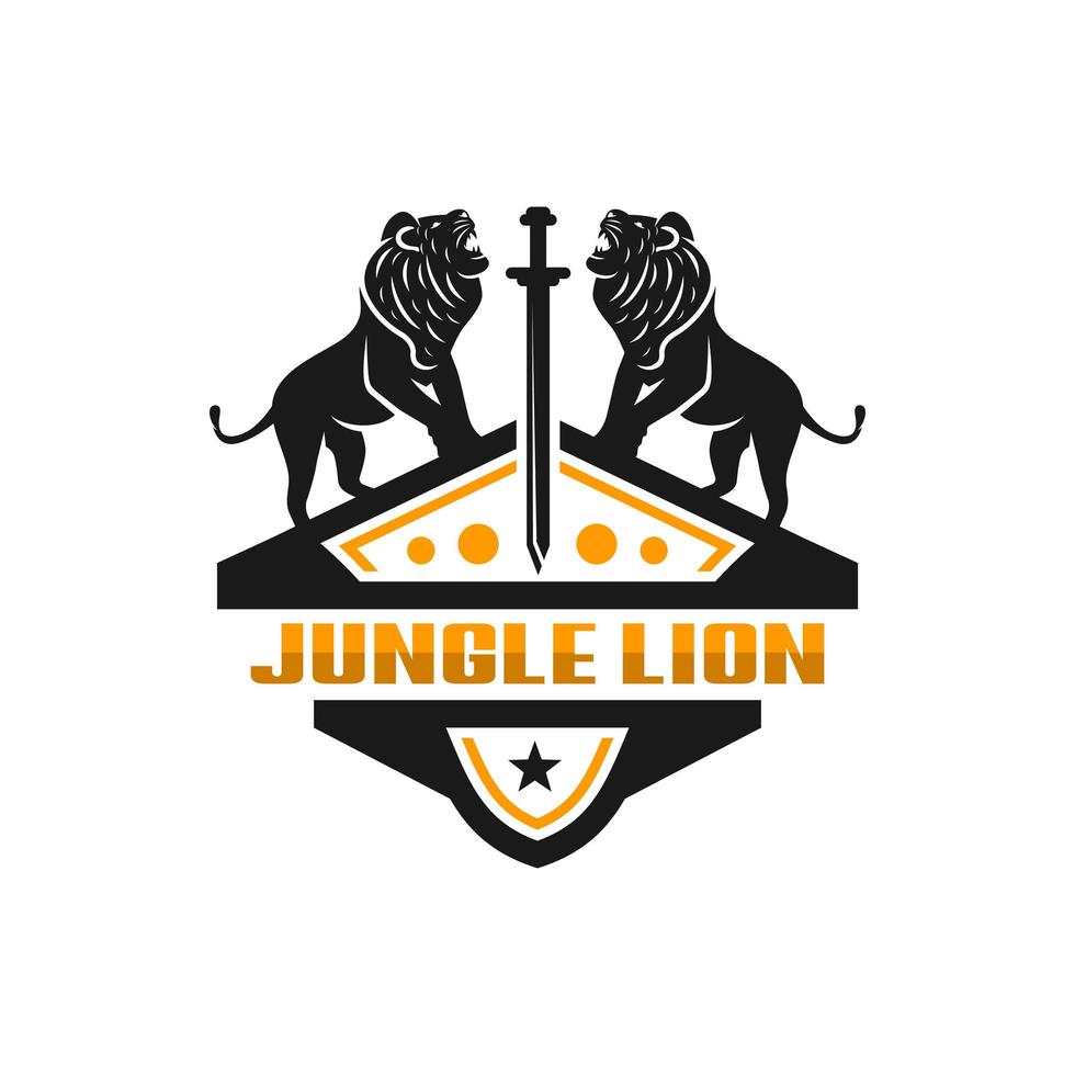 twee leeuwenschild illustratie logo vector