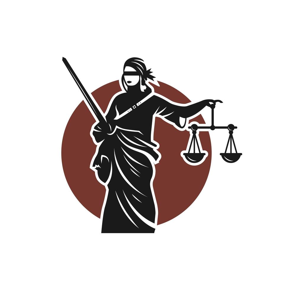 godin van rechtvaardigheid logo met zwaard vector