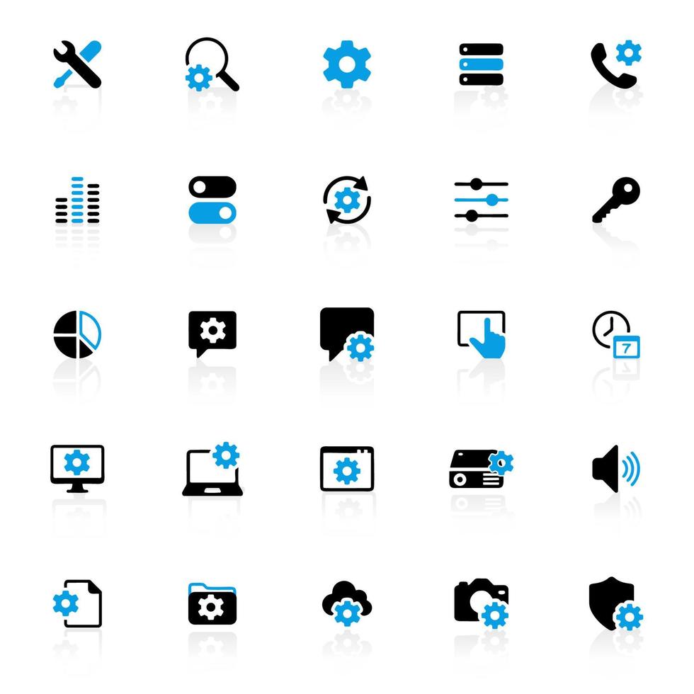 instelling menu icon set, vector op witte achtergrond