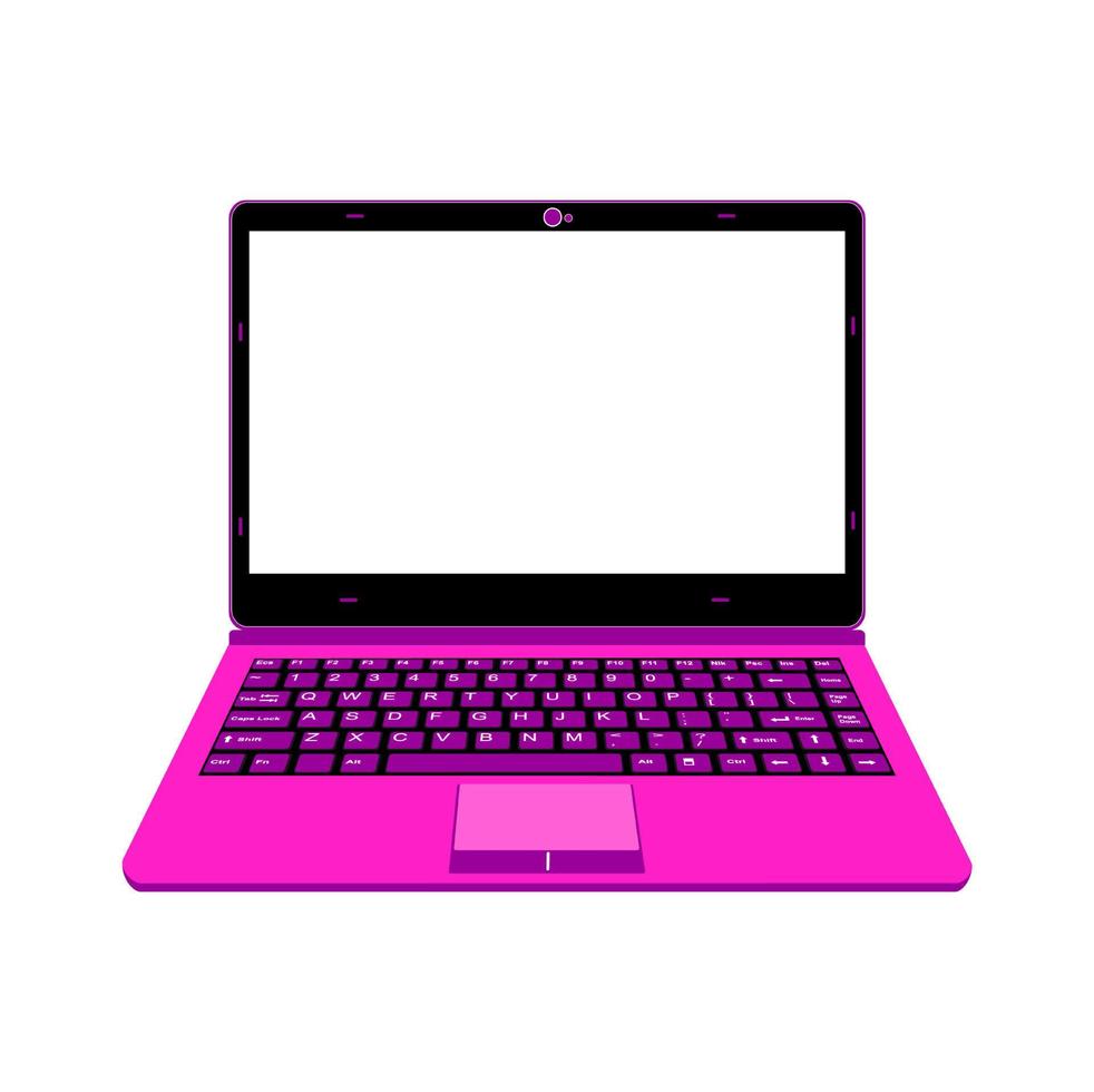 realistische laptop vectorillustratie in roze en paarse kleur vector