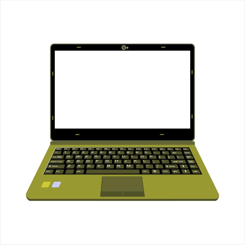 realistische laptop vectorillustratie in gele en groene kleur vector