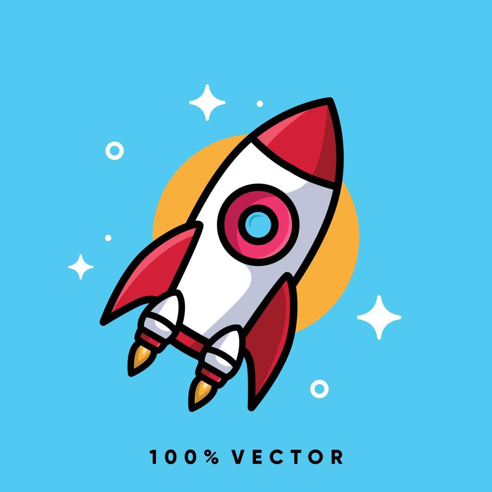 raket lancering cartoon pictogram vectorillustratie vector