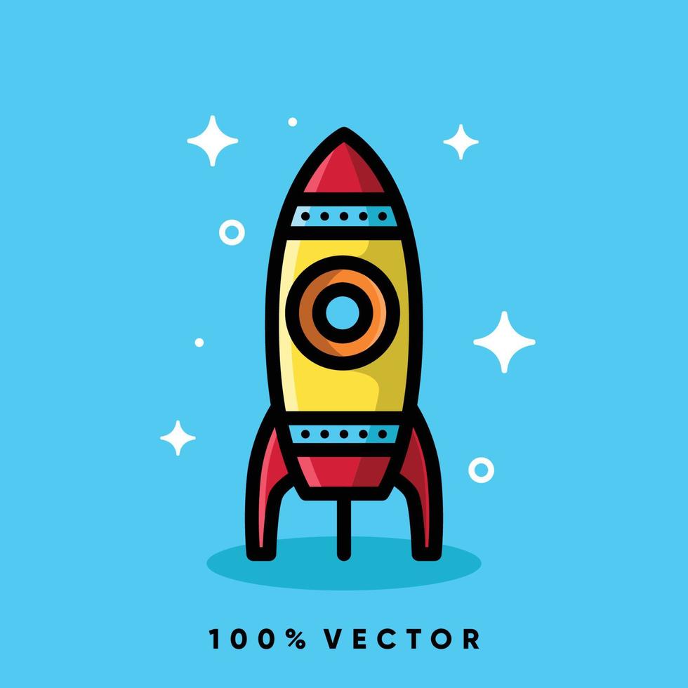 raket lancering cartoon pictogram vectorillustratie vector