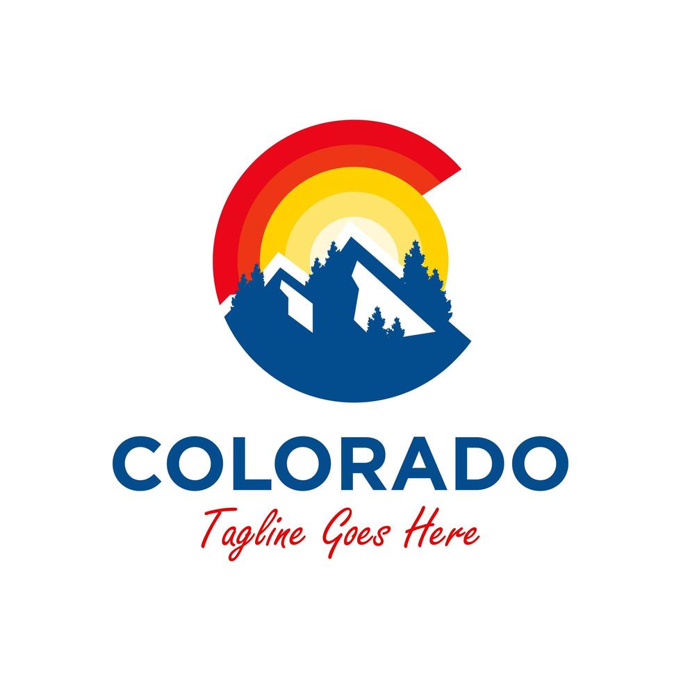 Colorado berg illustratie logo met letter c vector