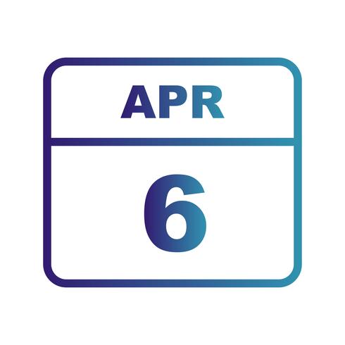 6 april Datum op een eendaagse kalender vector