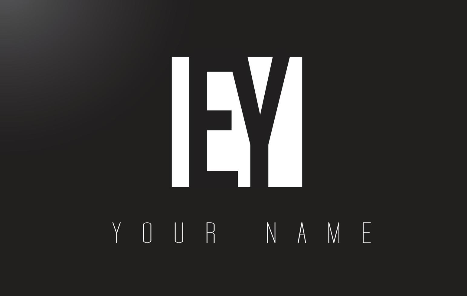 ey letter-logo met zwart-wit negatief ruimteontwerp. vector