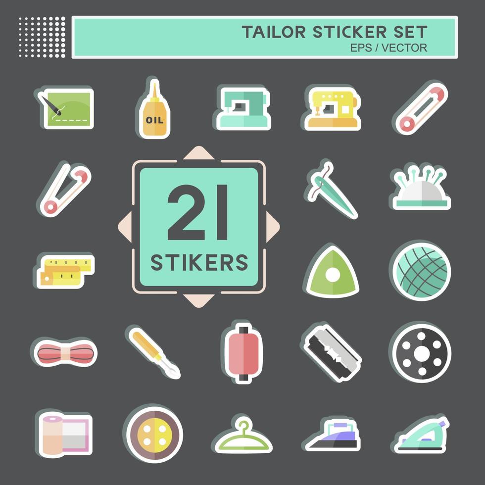 kleermaker sticker set in trendy geïsoleerd op zwarte achtergrond vector