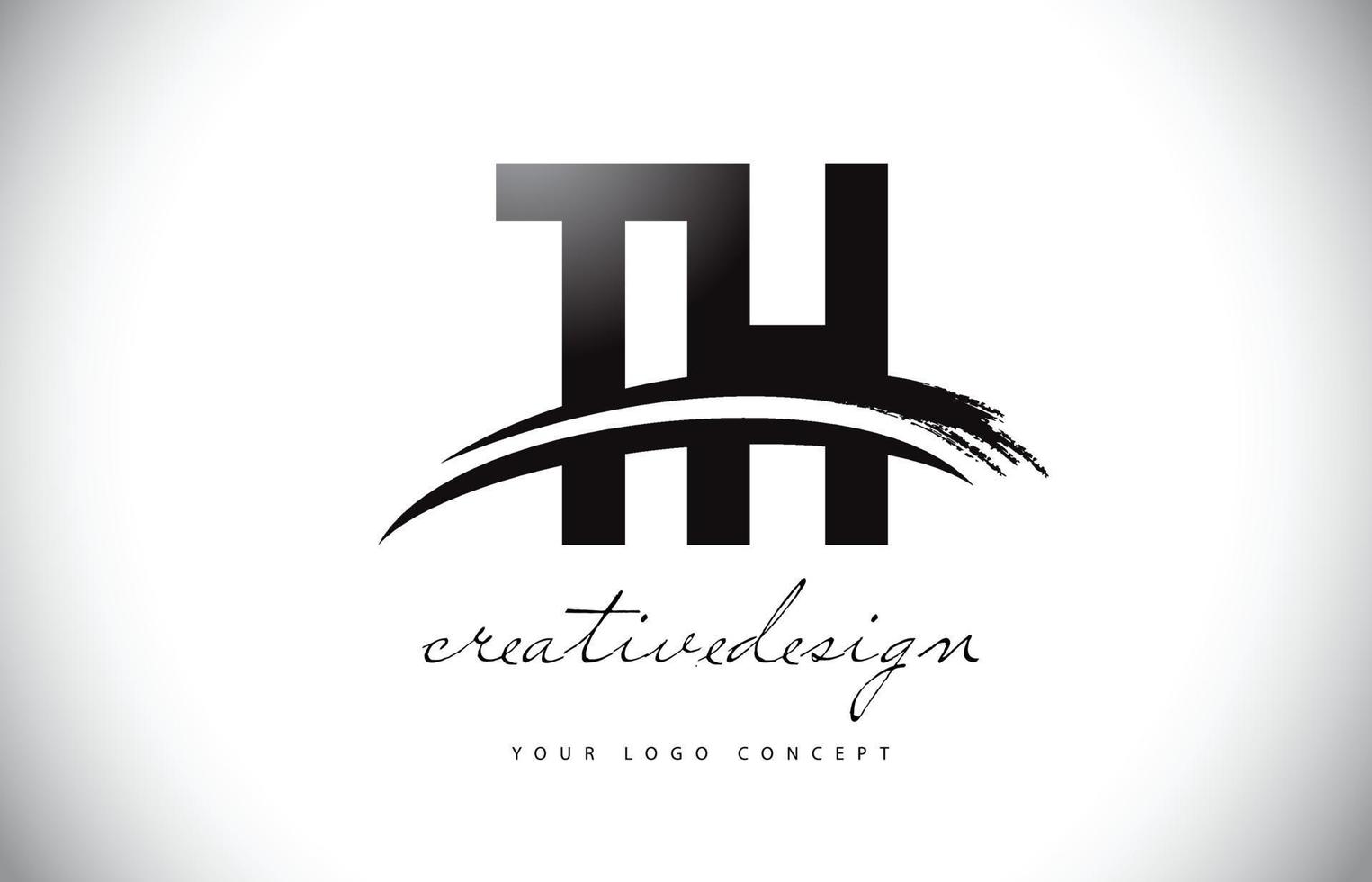 e letter logo-ontwerp met swoosh en zwarte penseelstreek. vector