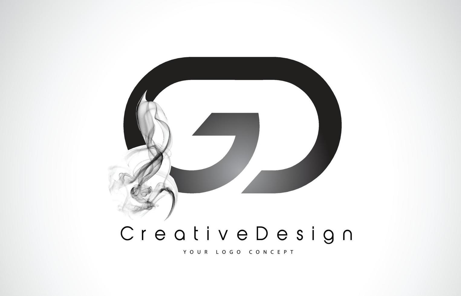 gd letter logo-ontwerp met zwarte rook. vector