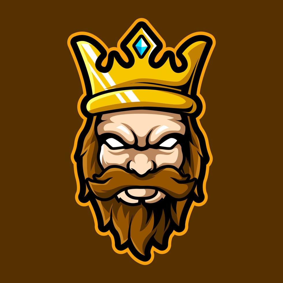 koning hoofd mascotte logo illustratie voor esport team en streamer vector