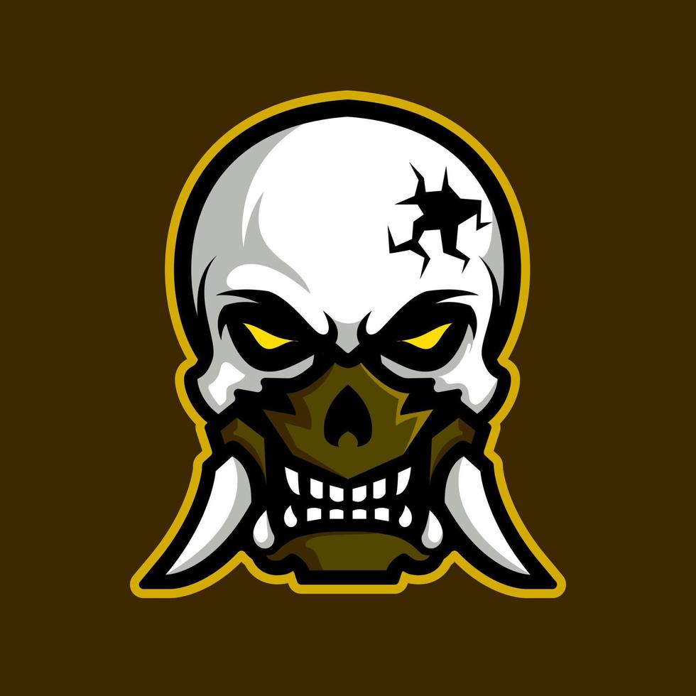 schedelkop met demonmasker, logo-illustratie voor esport-team en streamer vector