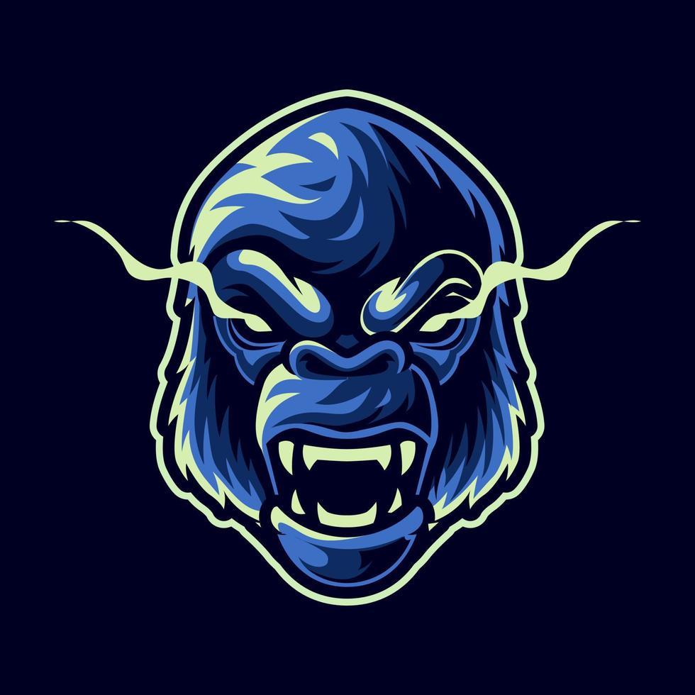 boos gorillahoofd, mascottelogo-illustratie voor esport-team en streamer vector