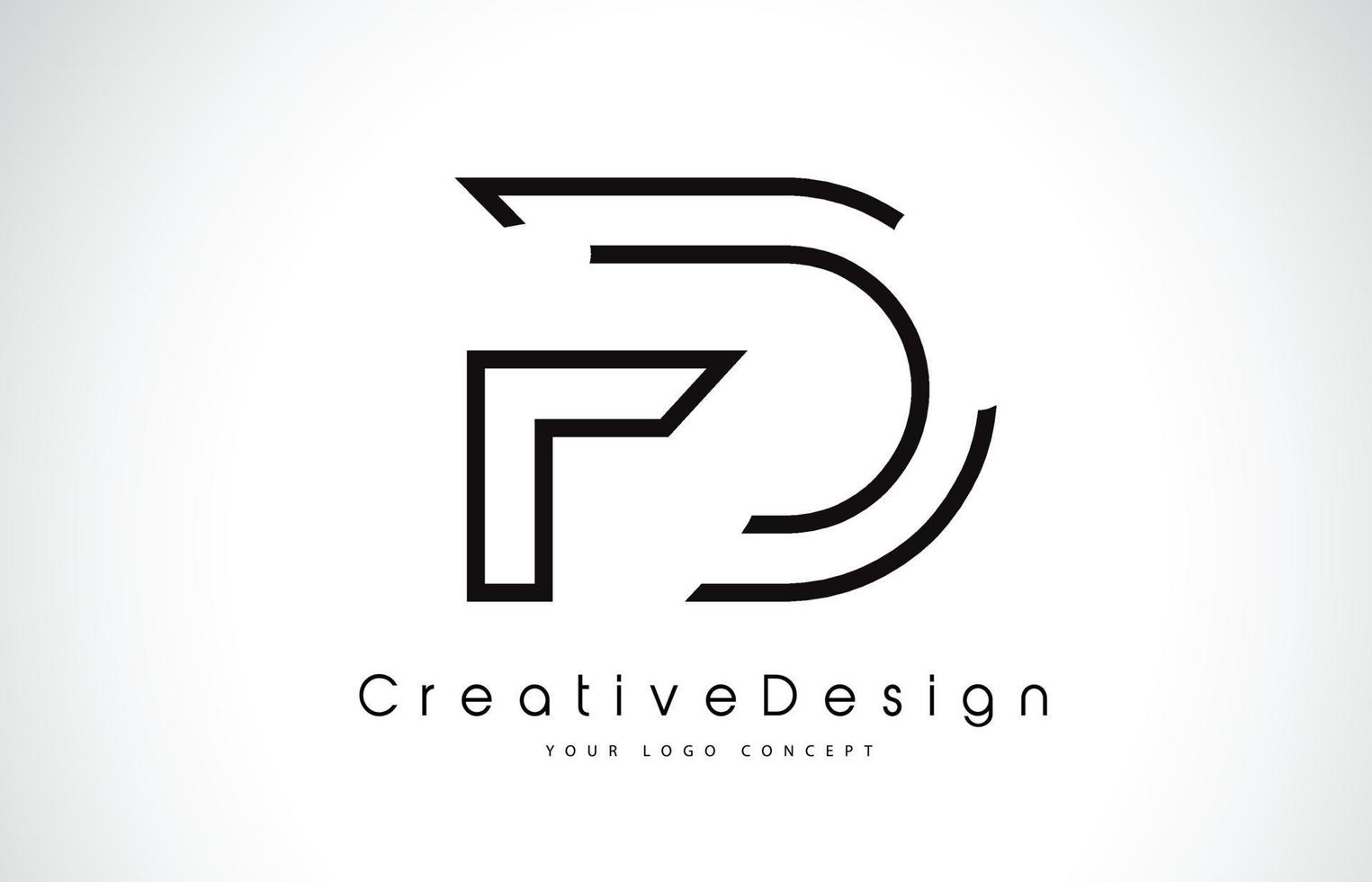 fd fd letter logo-ontwerp in zwarte kleuren. vector