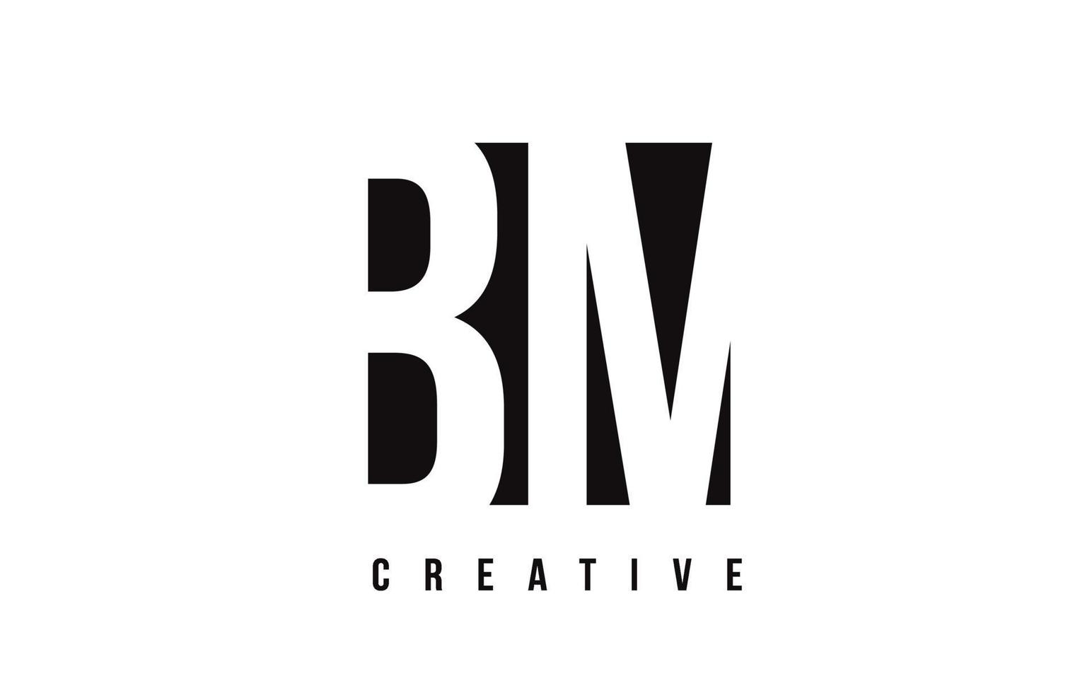 bm bm witte letter logo-ontwerp met zwart vierkant. vector