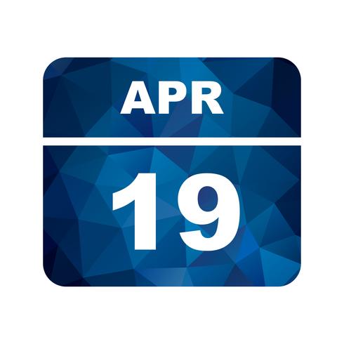 19 april Datum op een eendaagse kalender vector