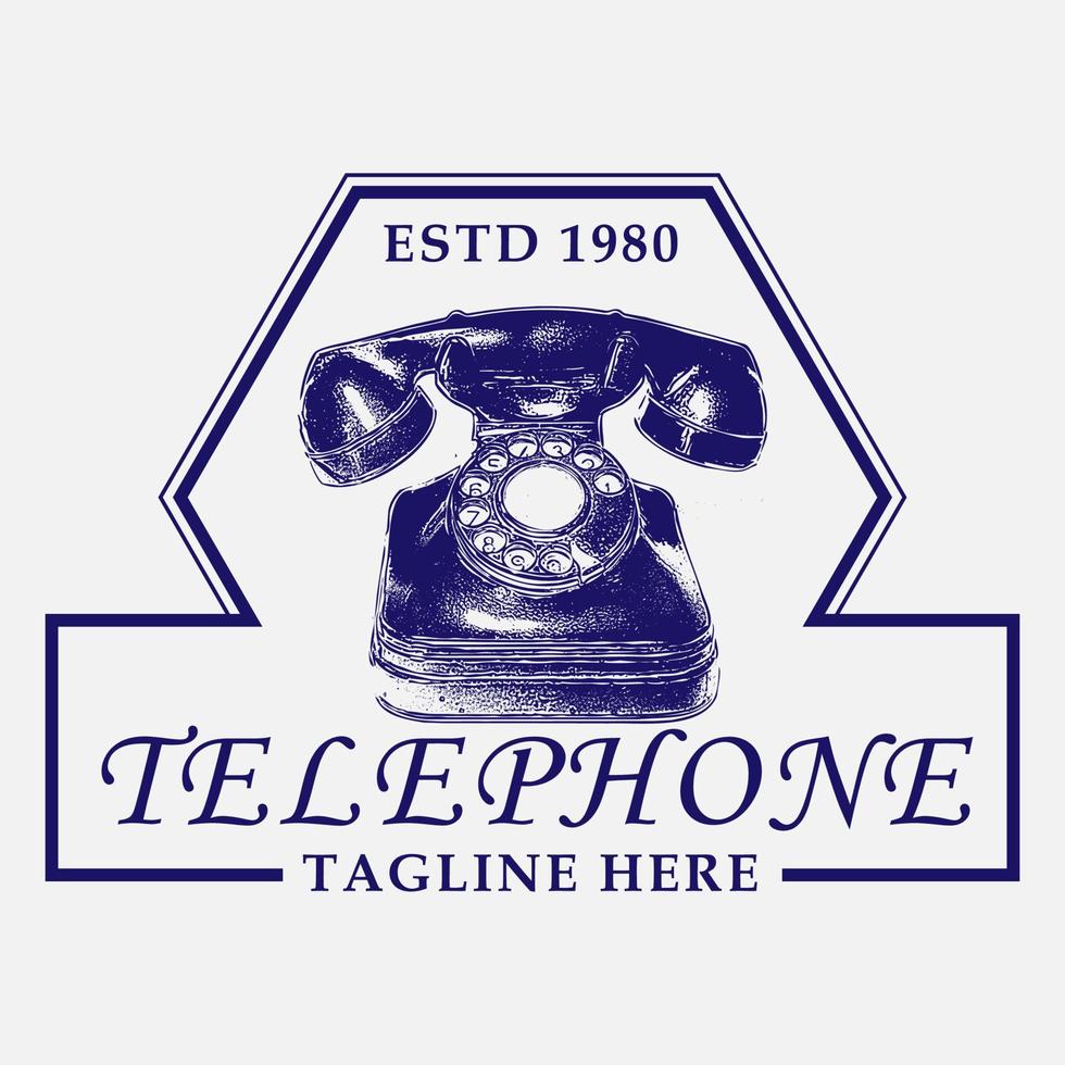 telefoon vintage logo vector, symbool, illustratie, teken, retro, communicatie, ontwerp, telefoon, geïsoleerd, oproep, pictogram, technologie, achtergrond, reeks, logo, oud, wijzerplaat, contact, concept, verbinding, grafisch vector