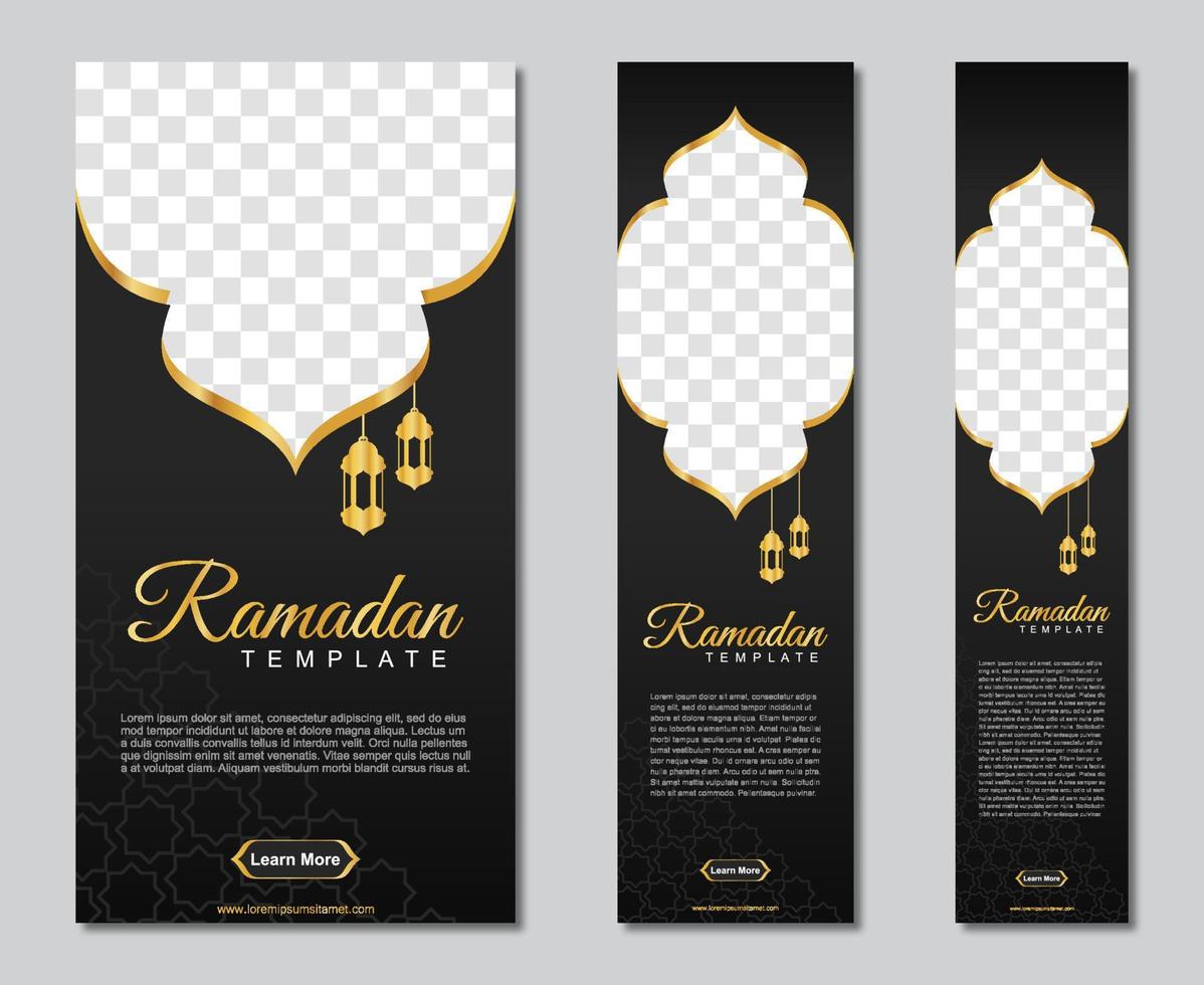 set ramadan webbanners van standaardformaat met een plek voor foto's. ramadan sjabloonontwerp. vector illustratie