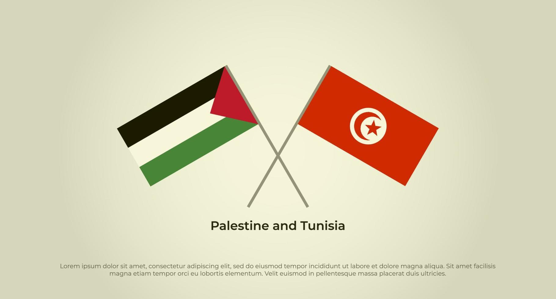 gekruiste vlaggen van palestina en tunesië. officiële kleuren. juiste verhouding vector