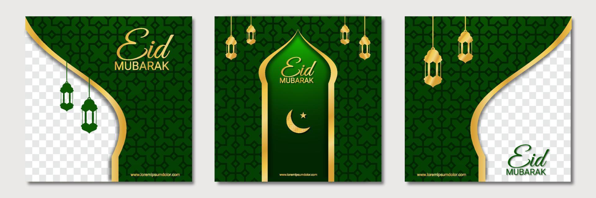 set van ramadan vierkante banner sjabloonontwerp met een plek voor foto's. geschikt voor social media post, instagram en web internet advertenties. vector illustratie