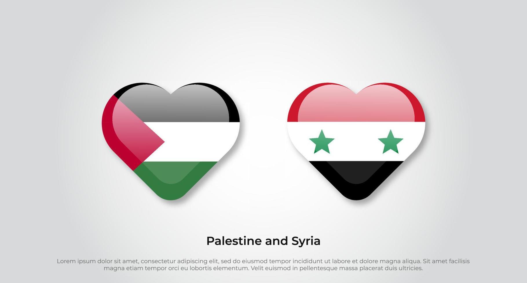 liefde Palestina en Syrië symbool. hart vlagpictogram. vector illustratie