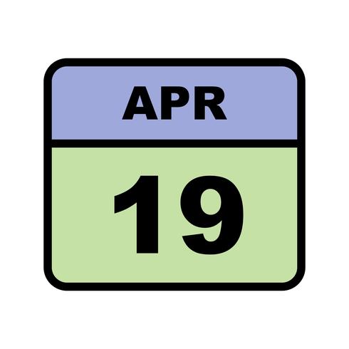 19 april Datum op een eendaagse kalender vector