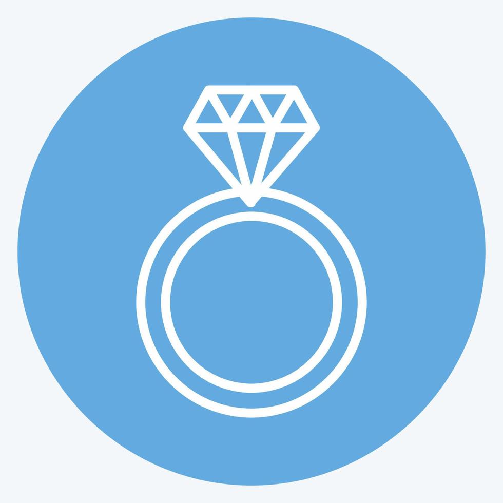 diamanten ringpictogram goed om af te drukken in trendy blauwe ogenstijl geïsoleerd op zachte blauwe achtergrond vector