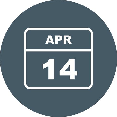 14 april Datum op een eendaagse kalender vector