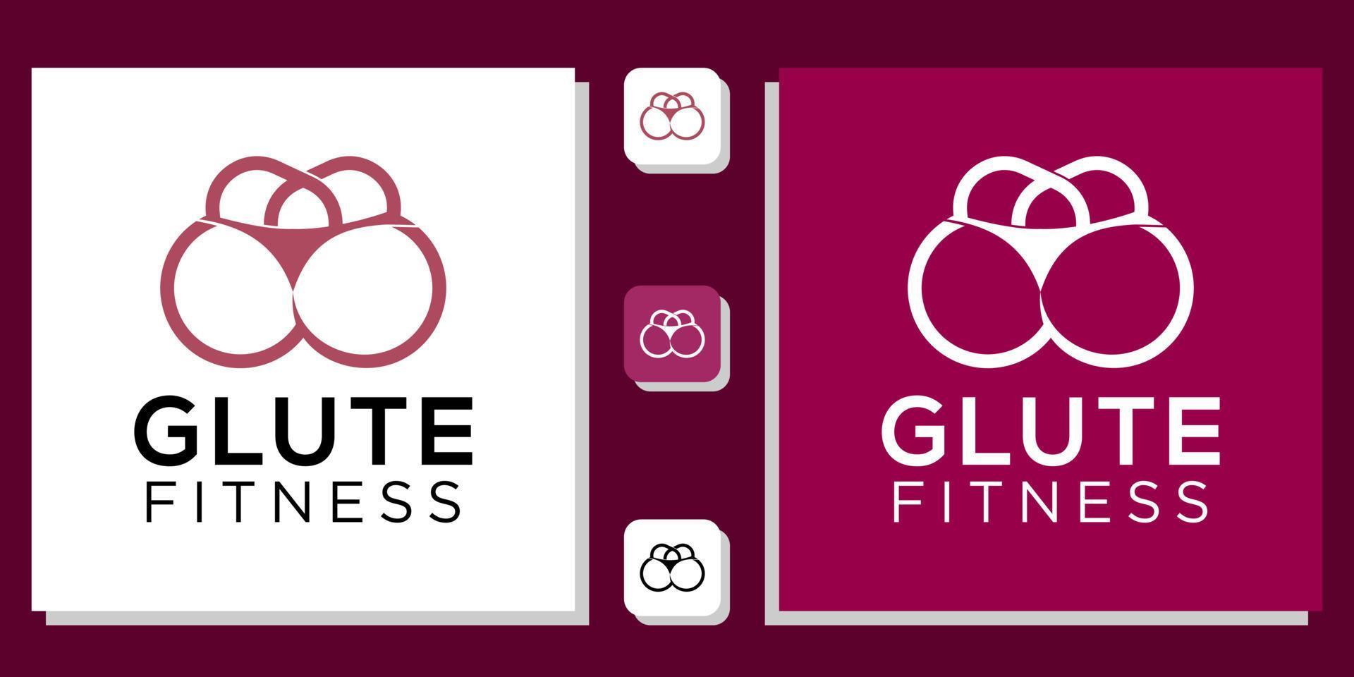 glute fitness symbool combinatie kettlebells cirkel gezondheid benen met app-sjabloon vector