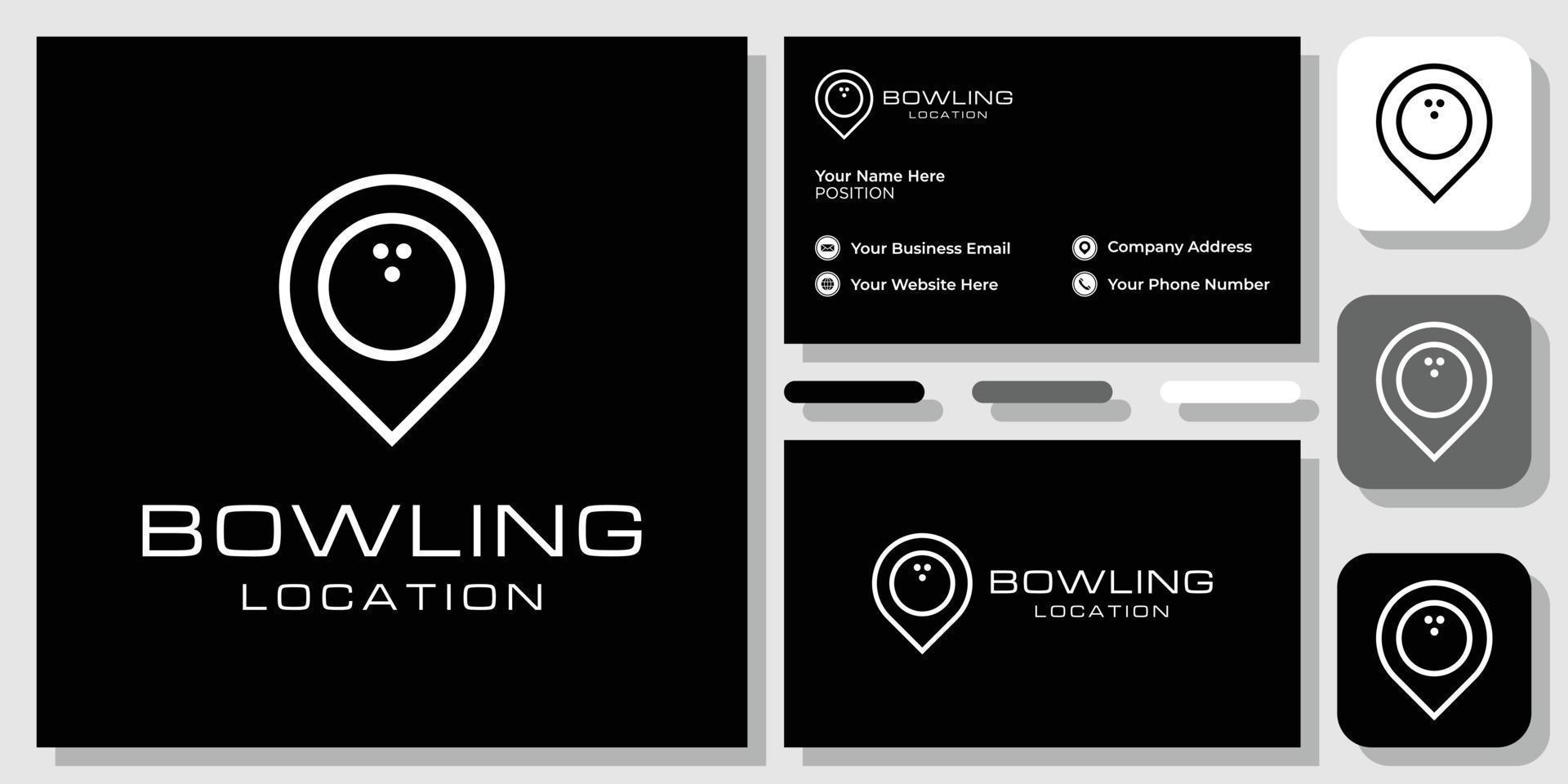 bowling locatie symbool plaats spel hobby activiteit met sjabloon voor visitekaartjes vector