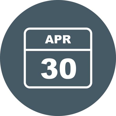 30 april Datum op een eendaagse kalender vector