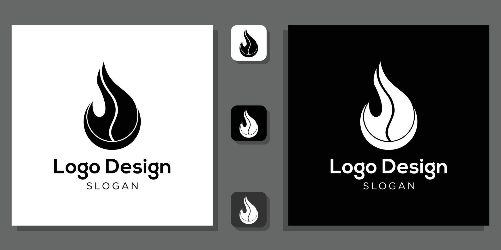 logo-ontwerp vuurvlam licht met app-sjabloon vector