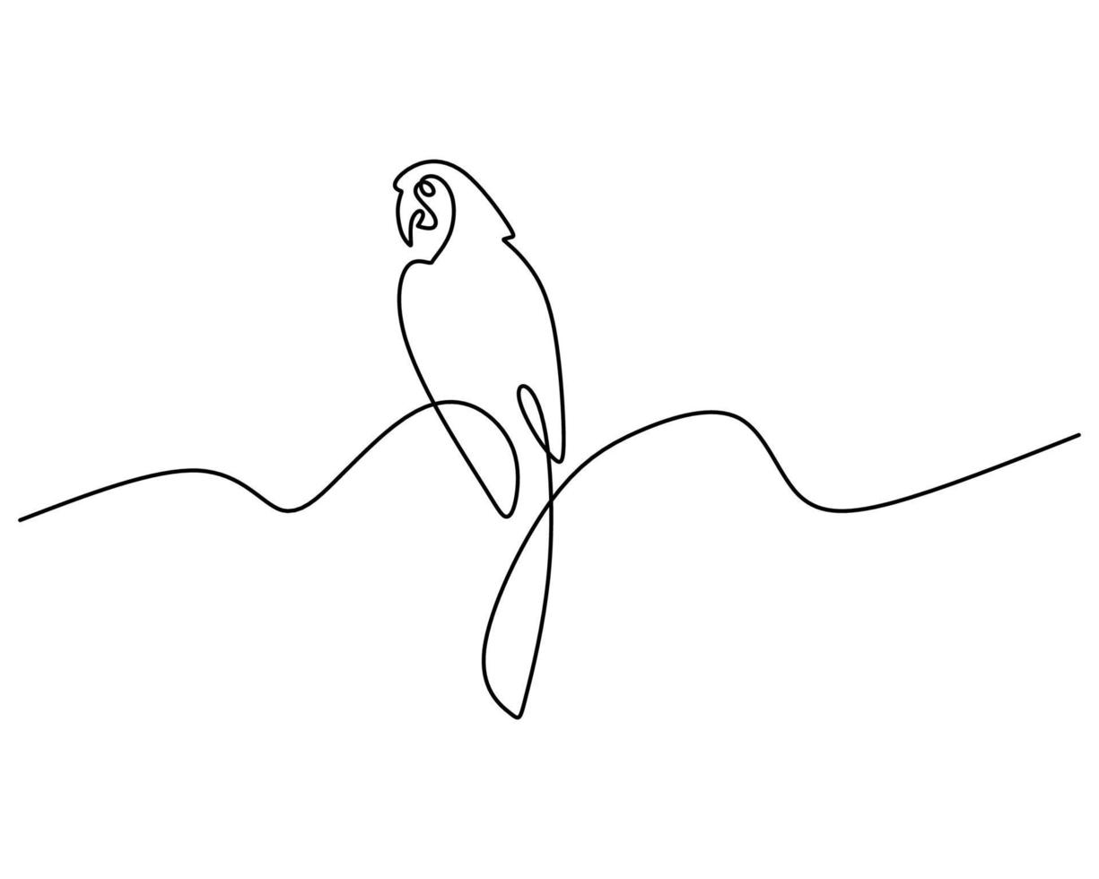 een doorlopende enkele lijn van de beroemde vogel van de scharlaken ara vector