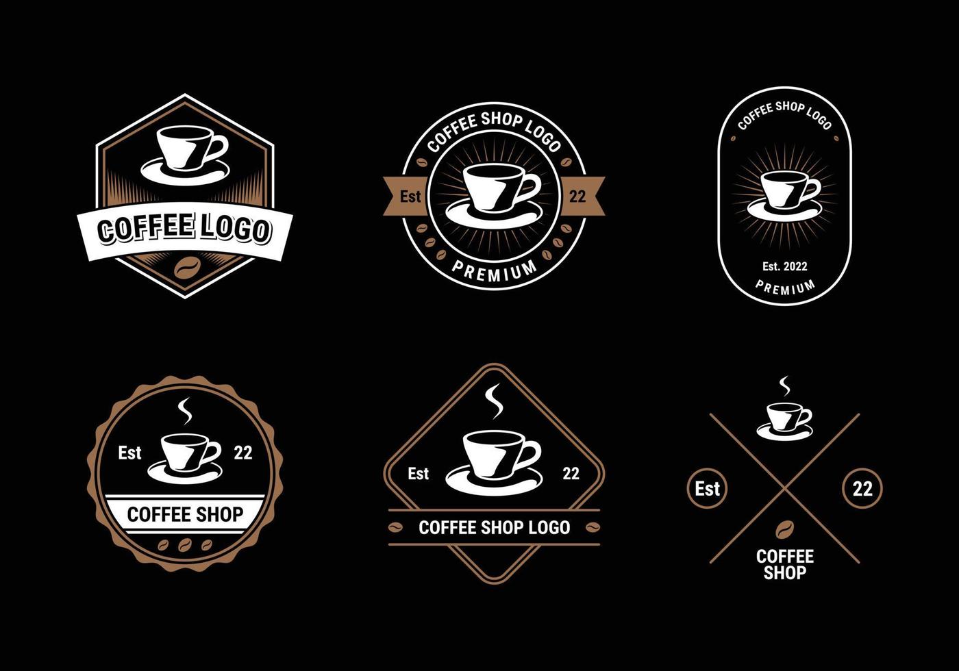 coffeeshop logo-collectie. retro vintage coffeeshopkenteken, embleem, label vector