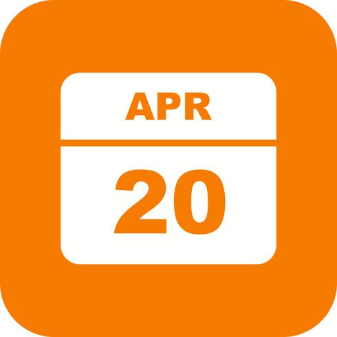 20 april Datum op een eendaagse kalender vector