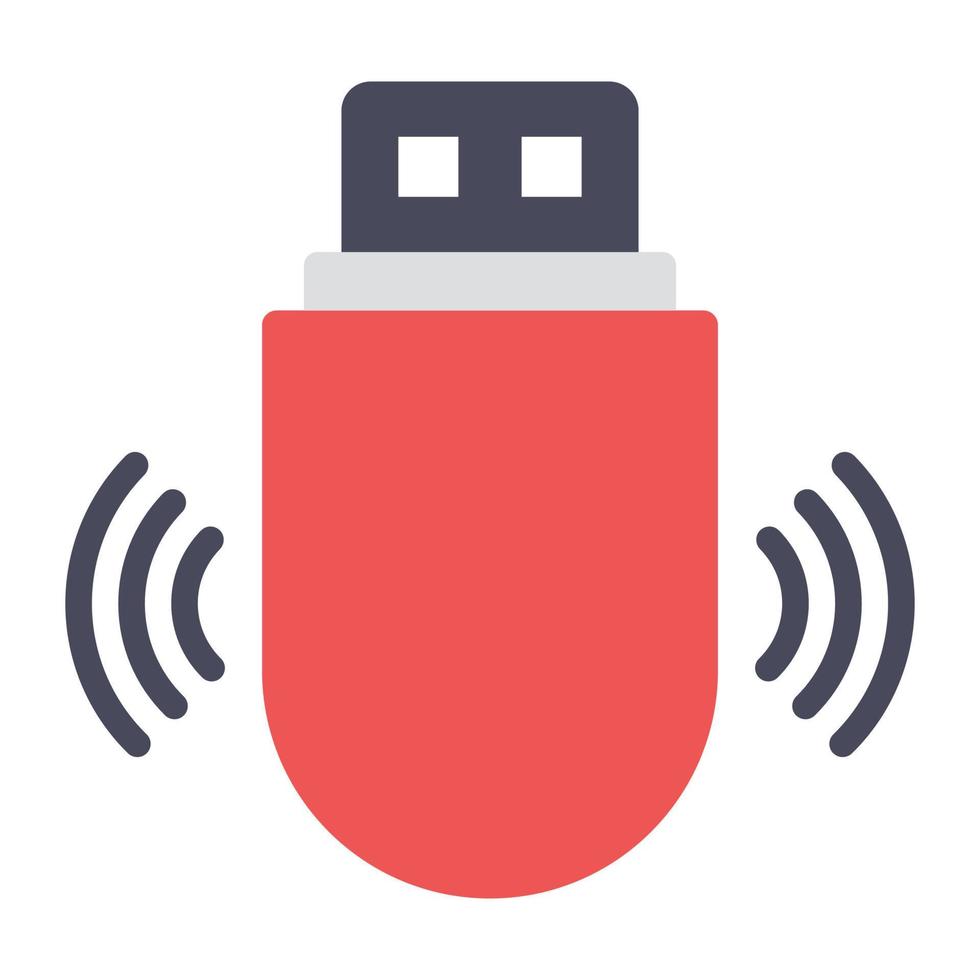 pen drive met signalen, draadloos usb-pictogram in moderne platte stijl vector