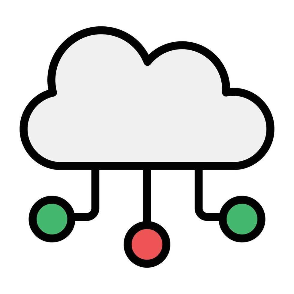 bewerkbaar plat vectorontwerp van cloud computing-pictogram vector