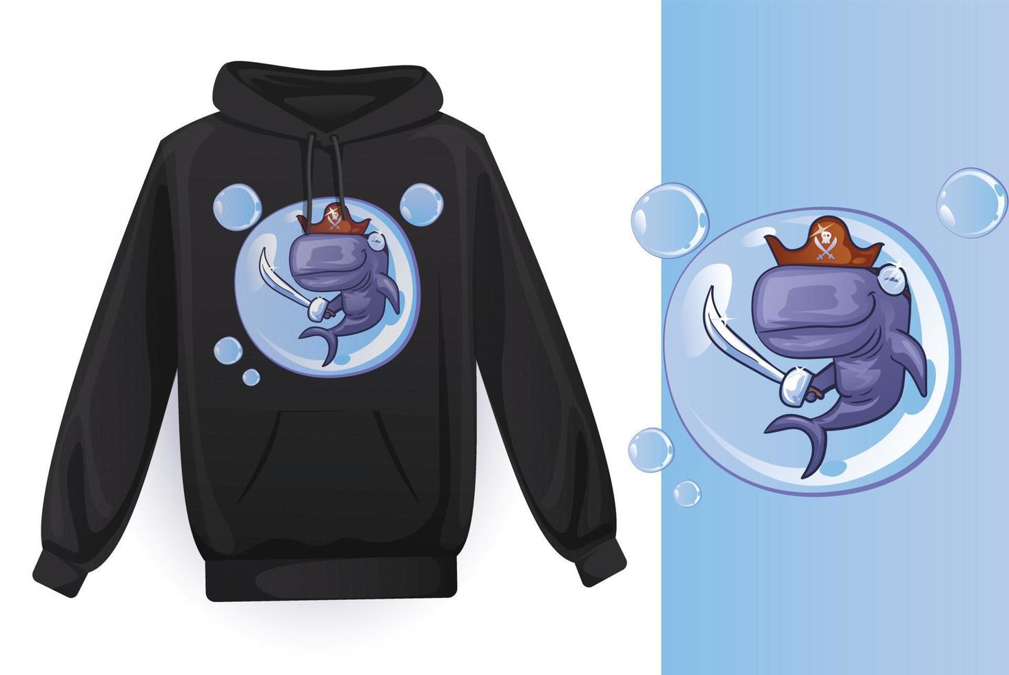 t-shirt ontwerp vector kunst met cartoon walvis en onderwater leven vector illustratie ontwerp