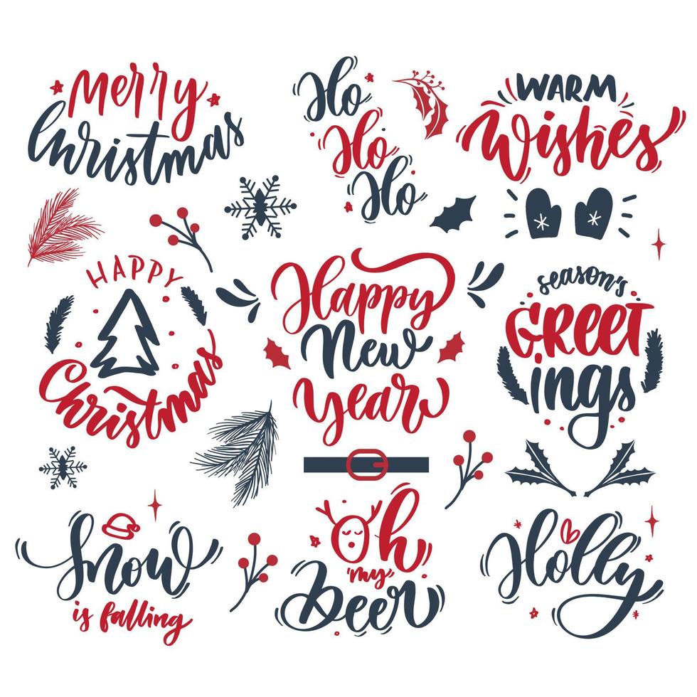 kerst belettering label op witte achtergrond vector. vector