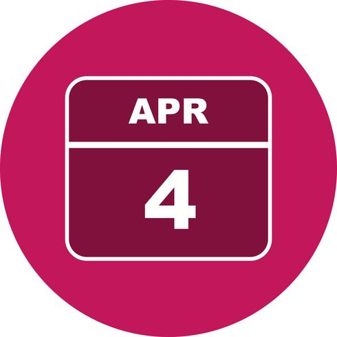 4 april Datum op een eendaagse kalender vector