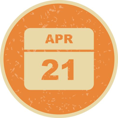 21 april Datum op een eendaagse kalender vector