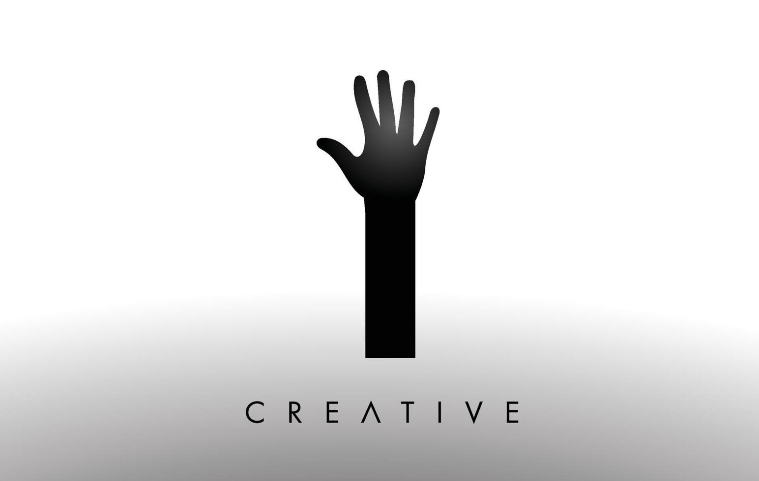 letter i-logo met hand silhouet vector pictogram illustratie. creatieve hand logo brief