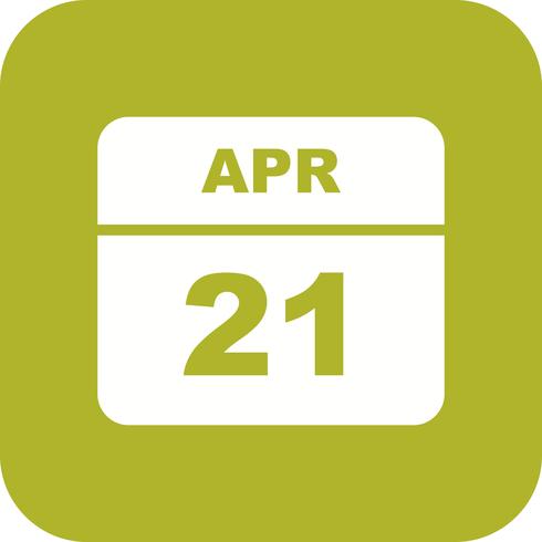 21 april Datum op een eendaagse kalender vector