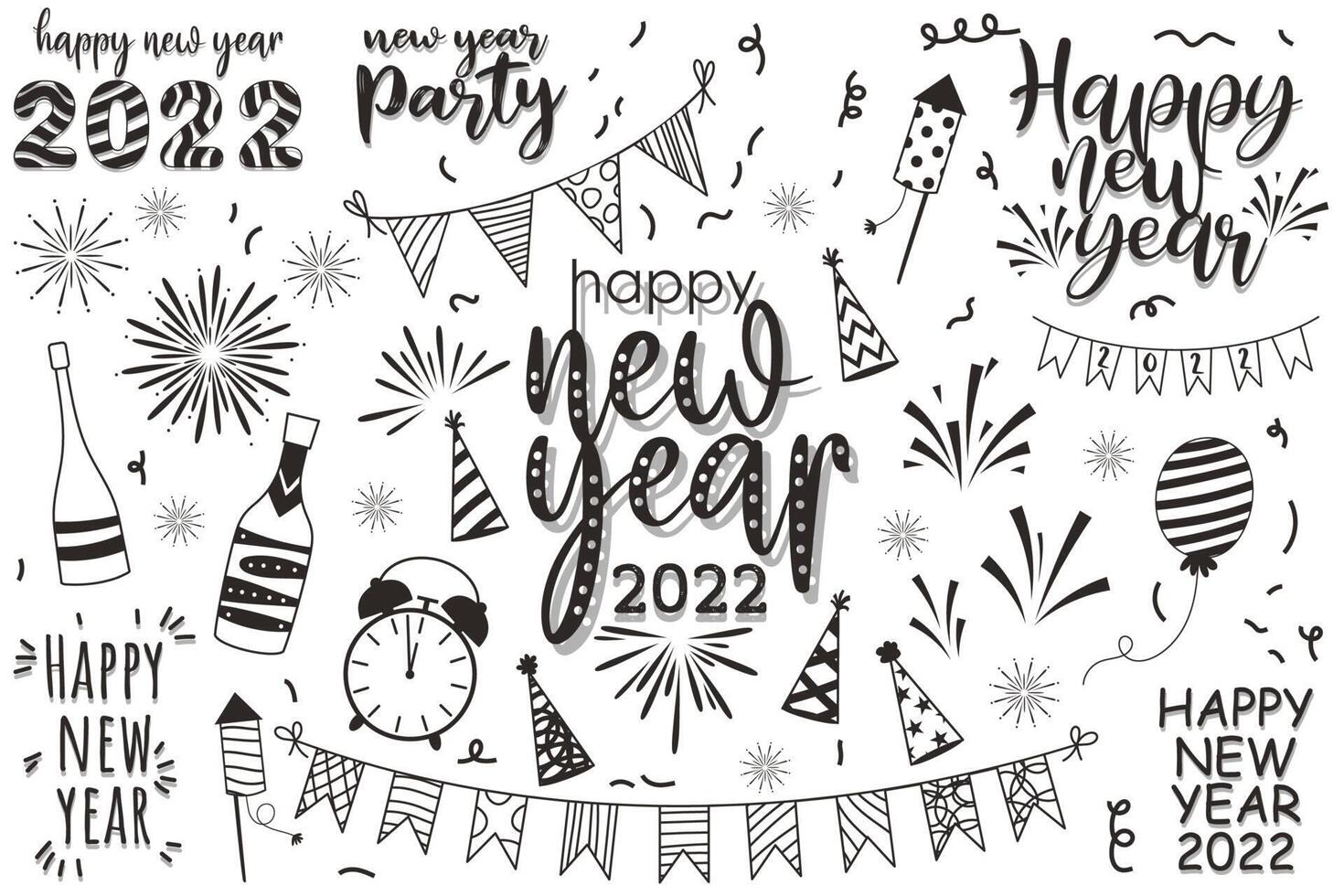 groet nieuwjaar 2022 kaart cartoon met belettering vectorillustratie vector