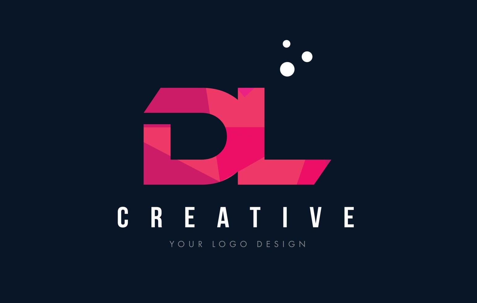 dl dl letter logo met paars laag poly roze driehoekjes concept vector