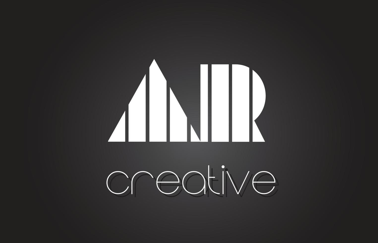 ar ar brief logo-ontwerp met witte en zwarte lijnen. vector