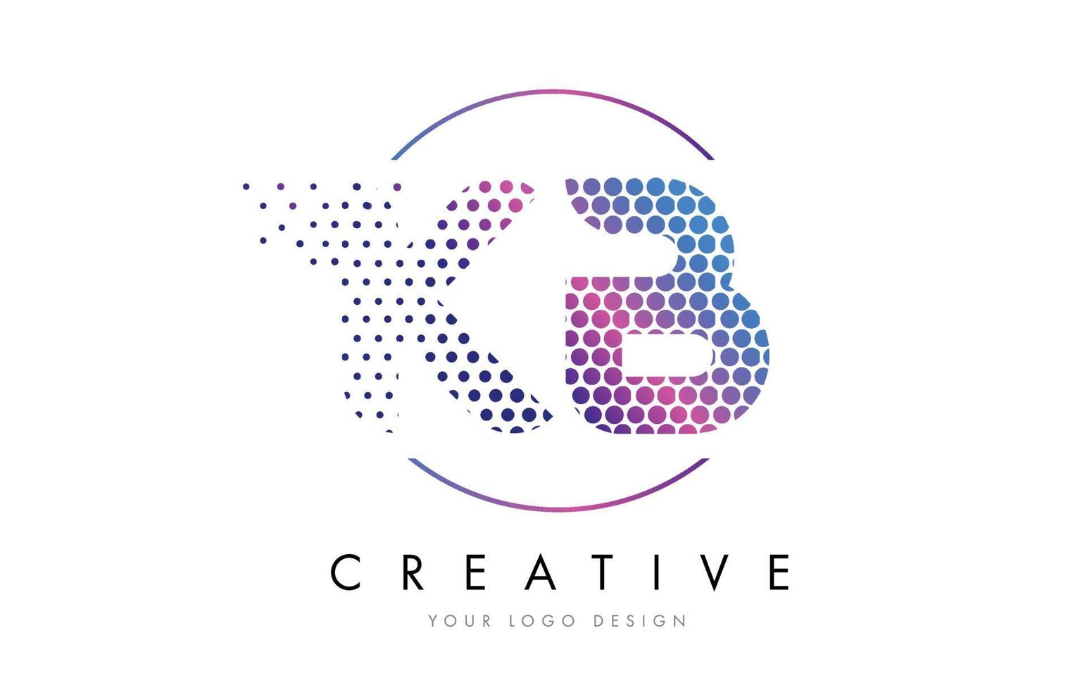kb kb roze magenta gestippelde zeepbel brief logo ontwerp vector