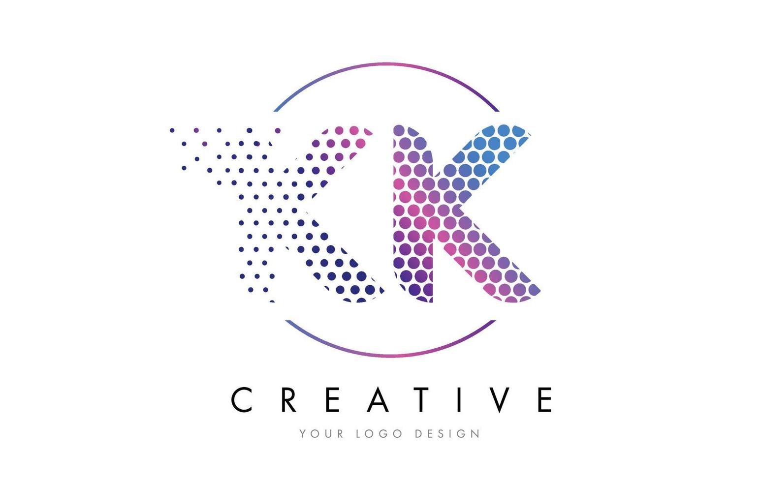 kk kk roze magenta gestippelde zeepbel brief logo ontwerp vector